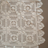 Vintage Hand-crocheted Cream Queen-Sized Coverlet