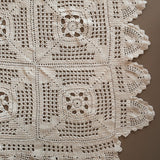 Vintage Hand-crocheted Cream Queen-Sized Coverlet