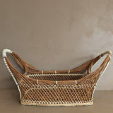 Large Vintage Handled Basket with White Detailing