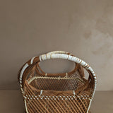 Large Vintage Handled Basket with White Detailing