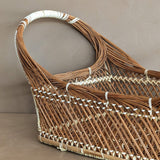 Large Vintage Handled Basket with White Detailing