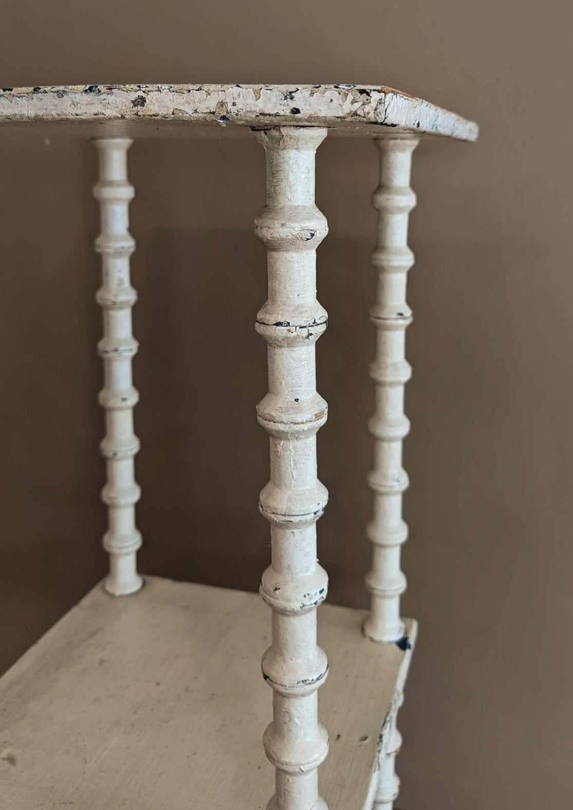 Antique Victorian Two-Tier Spool Leg Accent Table