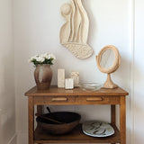 Large Neutral Signed Pottery Tray with Freeform Detailing