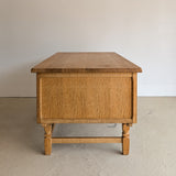 Vintage Danish Henning Kjærnulf-Attributed Quartersawn White Oak Desk with Original Skeleton Key