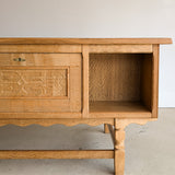 Vintage Danish Henning Kjærnulf-Attributed Quartersawn White Oak Desk with Original Skeleton Key