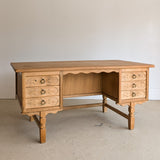 Vintage Danish Henning Kjærnulf-Attributed Quartersawn White Oak Desk with Original Skeleton Key