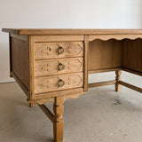 Vintage Danish Henning Kjærnulf-Attributed Quartersawn White Oak Desk with Original Skeleton Key