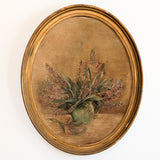 Framed Vintage Oval Floral Still Life Painting