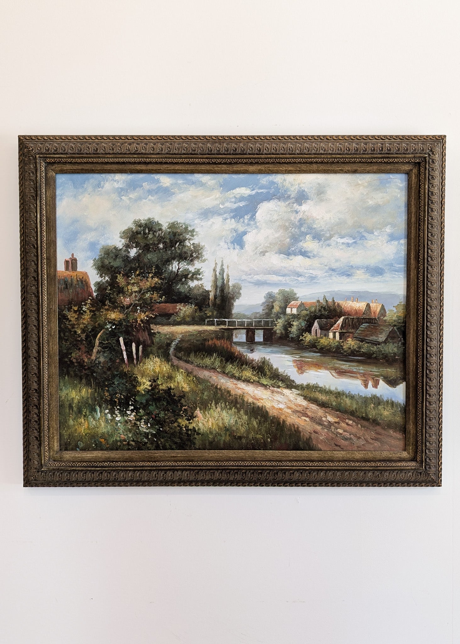 Large Vintage Framed Landscape Painting