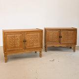 Pair of Vintage Danish Henning Kjærnulf-Attributed Quartersawn White Oak Cabinets