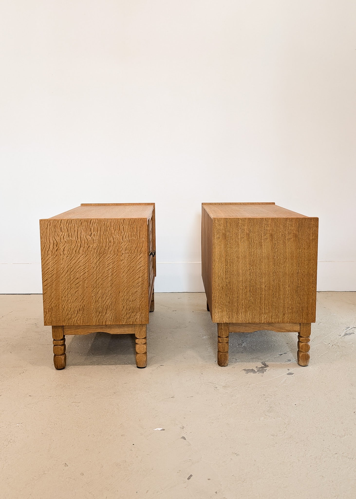 Pair of Vintage Danish Henning Kjærnulf-Attributed Quartersawn White Oak Cabinets