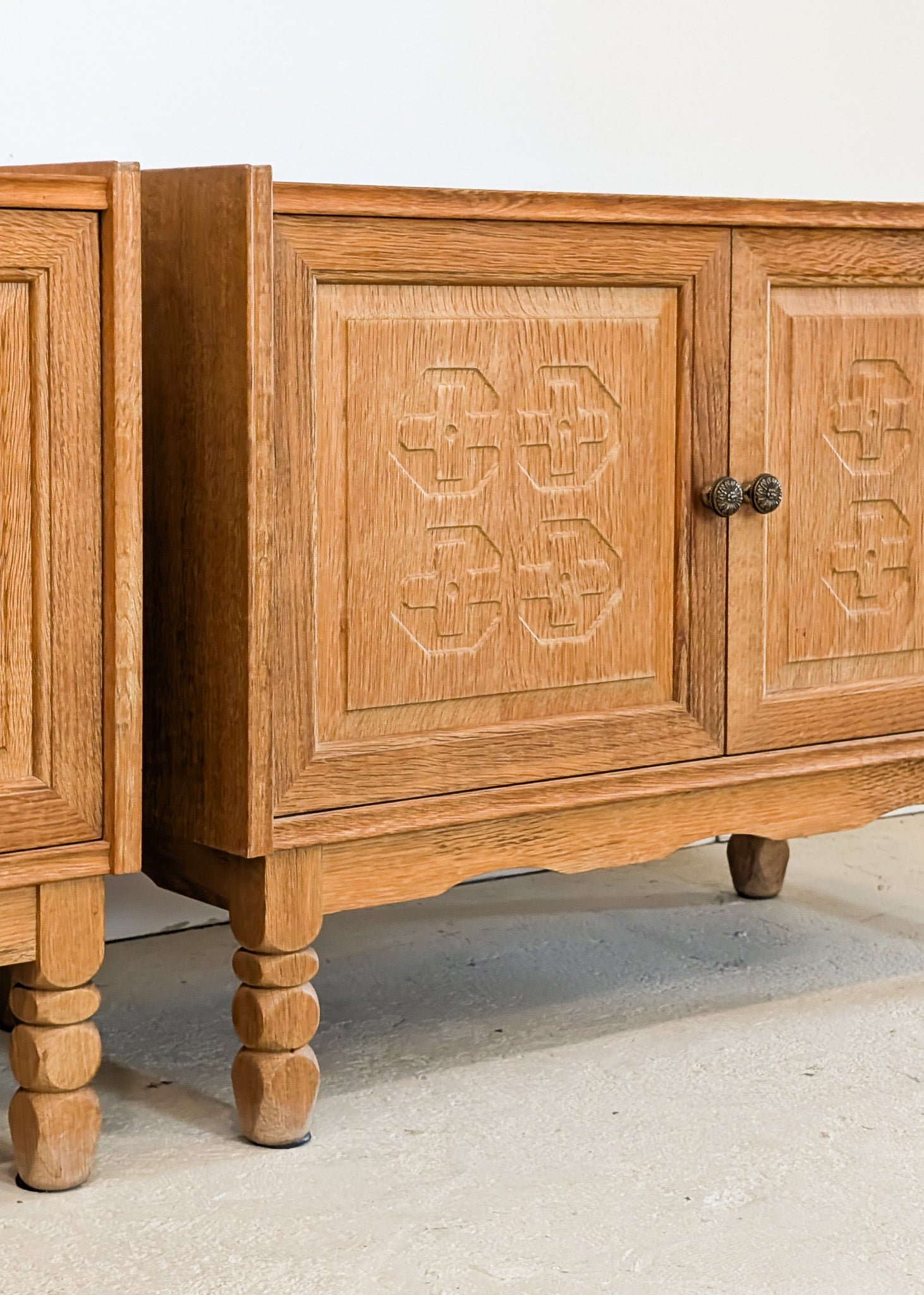 Pair of Vintage Danish Henning Kjærnulf-Attributed Quartersawn White Oak Cabinets