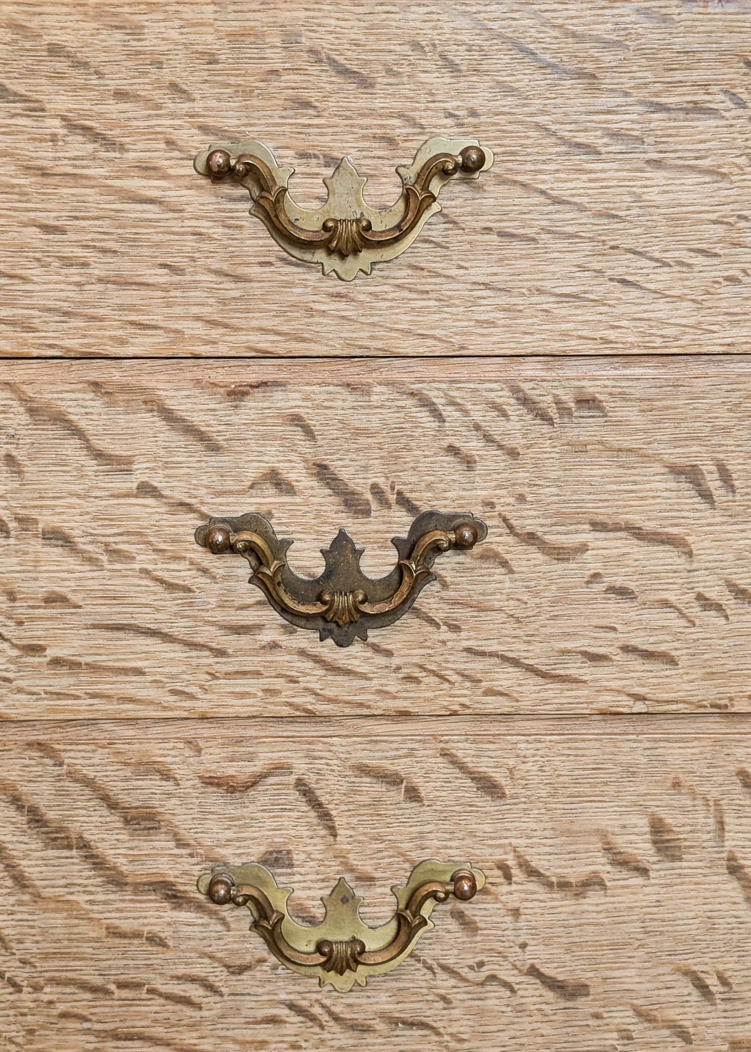 Vintage Danish Henning Kjærnulf-style Quartersawn White Oak and Mahogany Cabinet with Original Skeleton Key