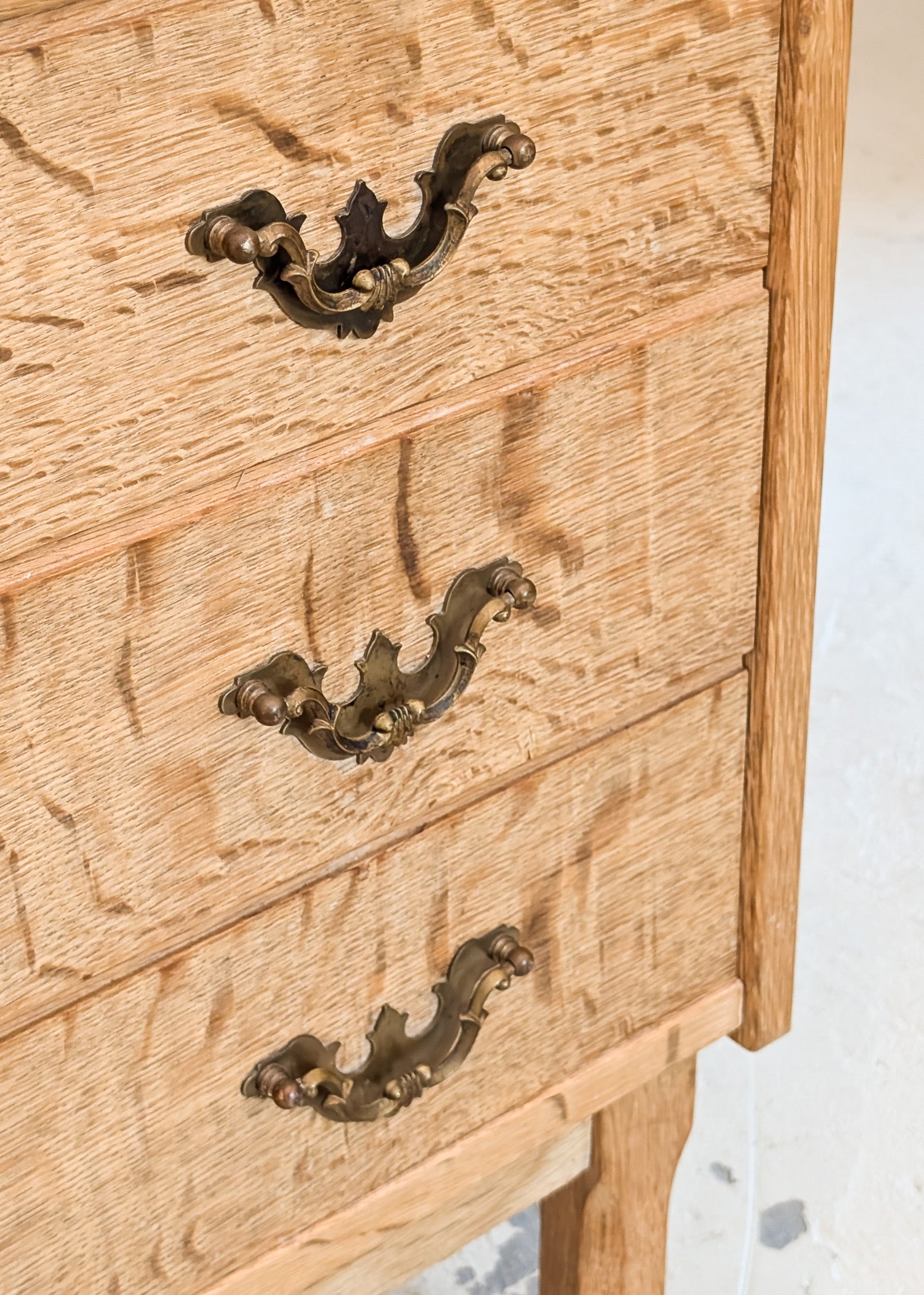 Vintage Danish Henning Kjærnulf-style Quartersawn White Oak and Mahogany Cabinet with Original Skeleton Key