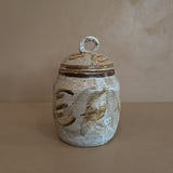 Large Signed Neutral Studio Pottery Lidded Vessel/Vase