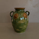 Antique Green and Brown European Handled Sauerkraut Jar