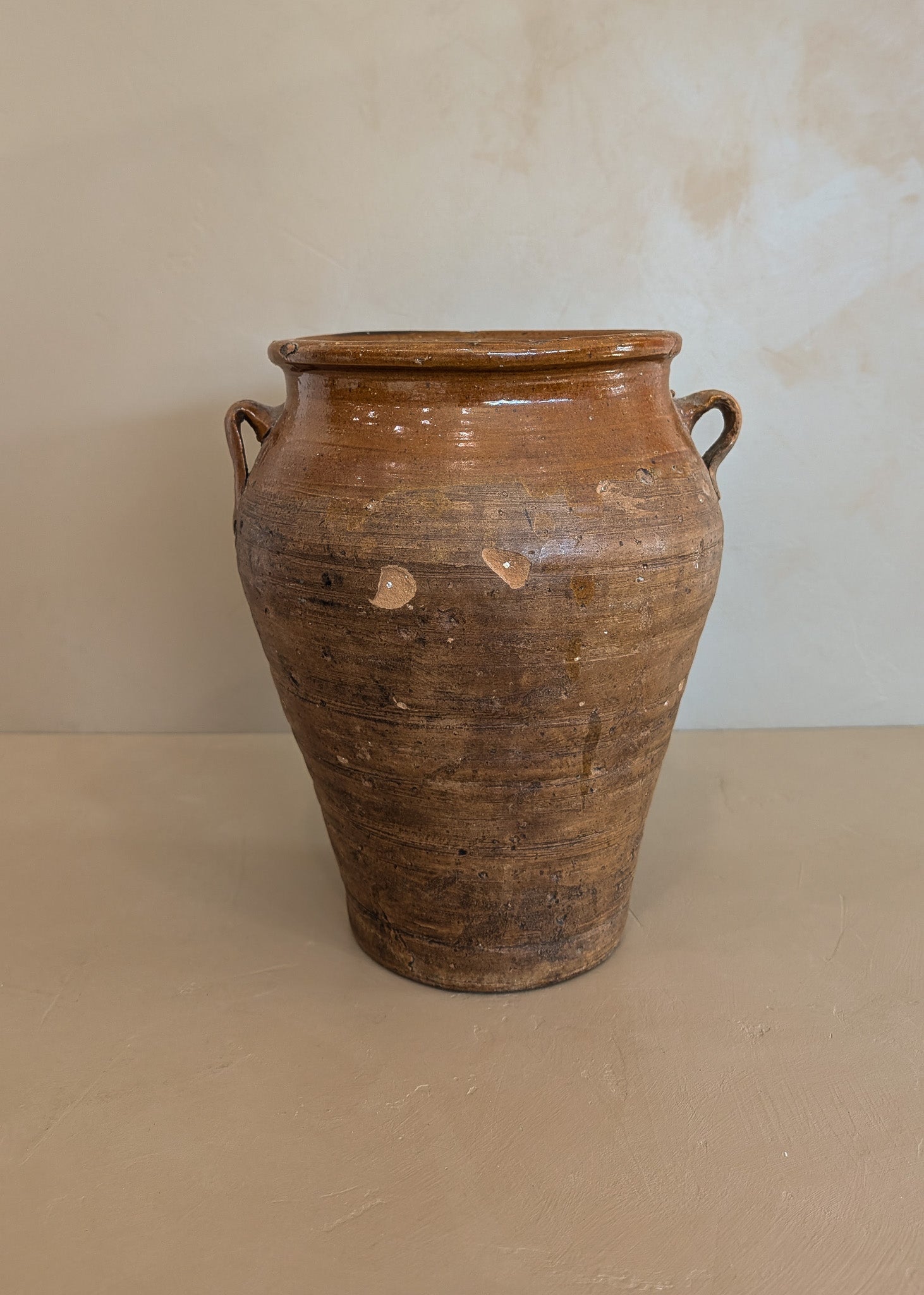 Antique French Clay Pot with Handles