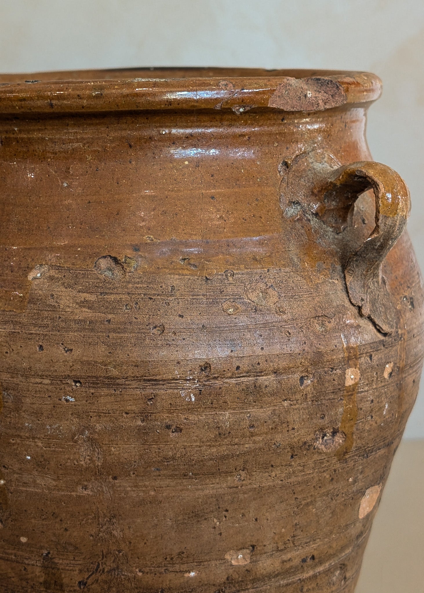 Antique French Clay Pot with Handles