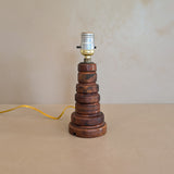 Petite Vintage Hand-turned Wooden Lamp with Crazed Glazing