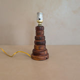 Petite Vintage Hand-turned Wooden Lamp with Crazed Glazing