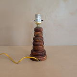 Petite Vintage Hand-turned Wooden Lamp with Crazed Glazing