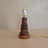 Petite Vintage Hand-turned Wooden Lamp with Crazed Glazing