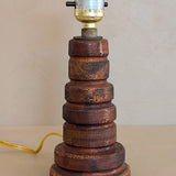 Petite Vintage Hand-turned Wooden Lamp with Crazed Glazing