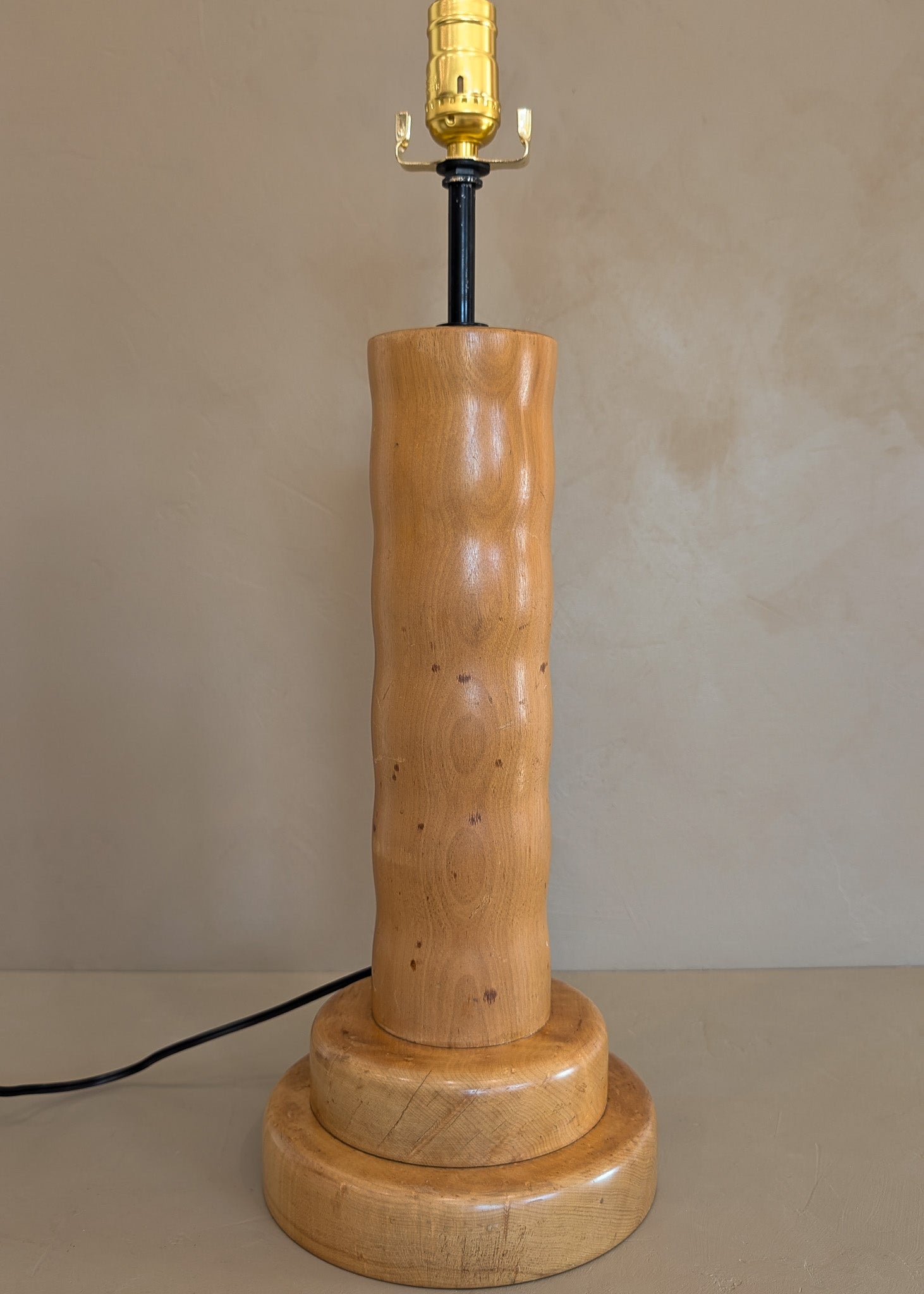 Vintage Hand-turned Wavy Wooden Lamp