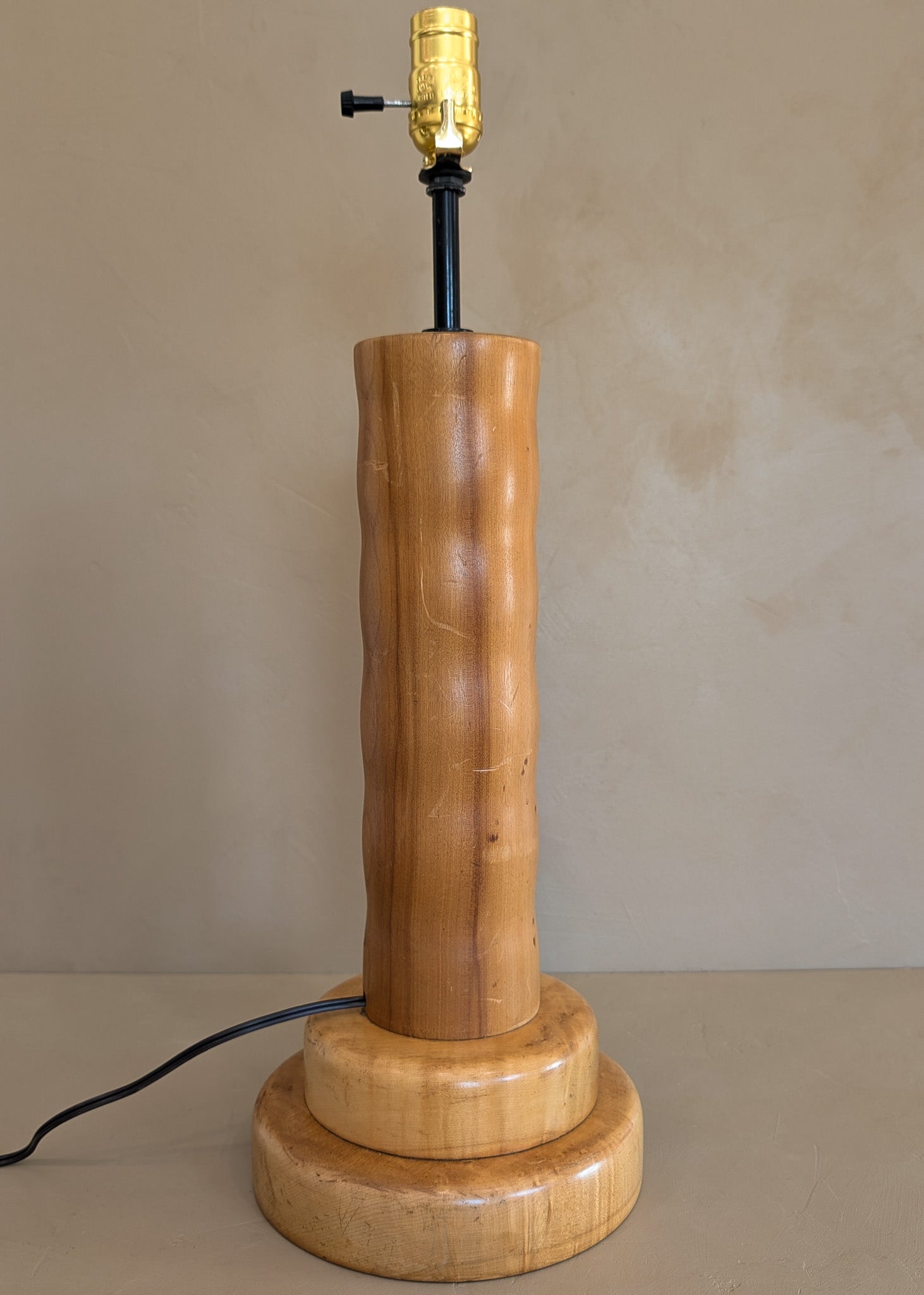 Vintage Hand-turned Wavy Wooden Lamp