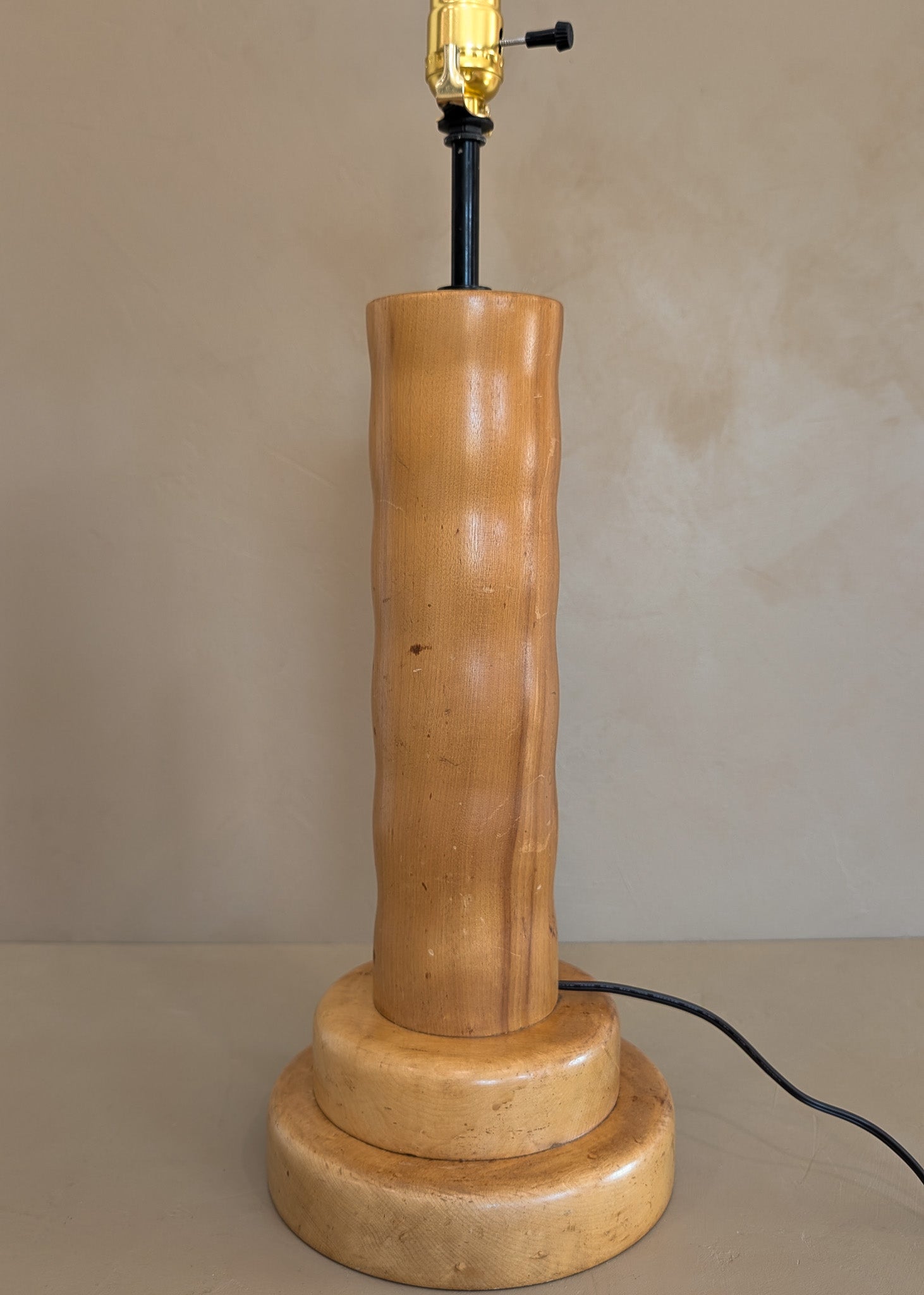 Vintage Hand-turned Wavy Wooden Lamp