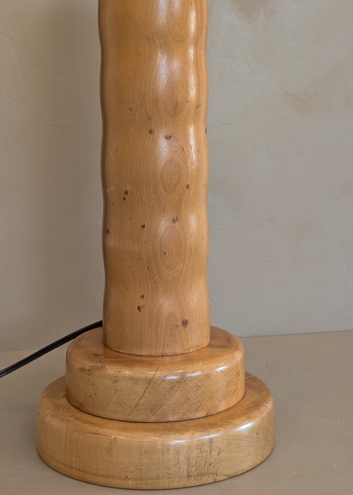 Vintage Hand-turned Wavy Wooden Lamp