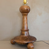 Unique Vintage Wooden Footed Ball Sphere Lamp