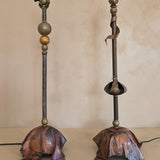 Signed Pair of Vintage Artisan-Made Galactic Lamps by D. Little