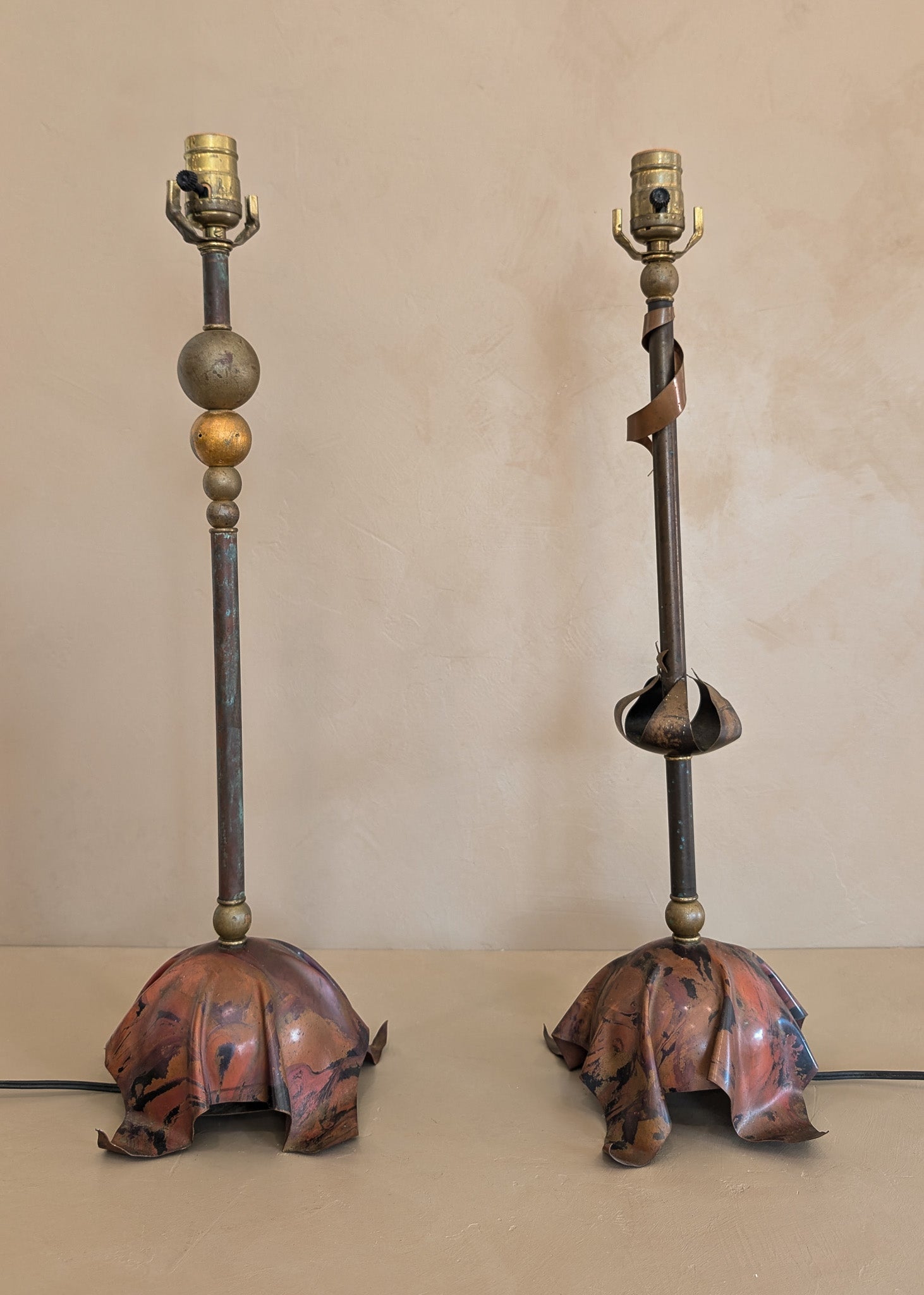 Signed Pair of Vintage Artisan-Made Galactic Lamps by D. Little