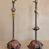 Signed Pair of Vintage Artisan-Made Galactic Lamps by D. Little