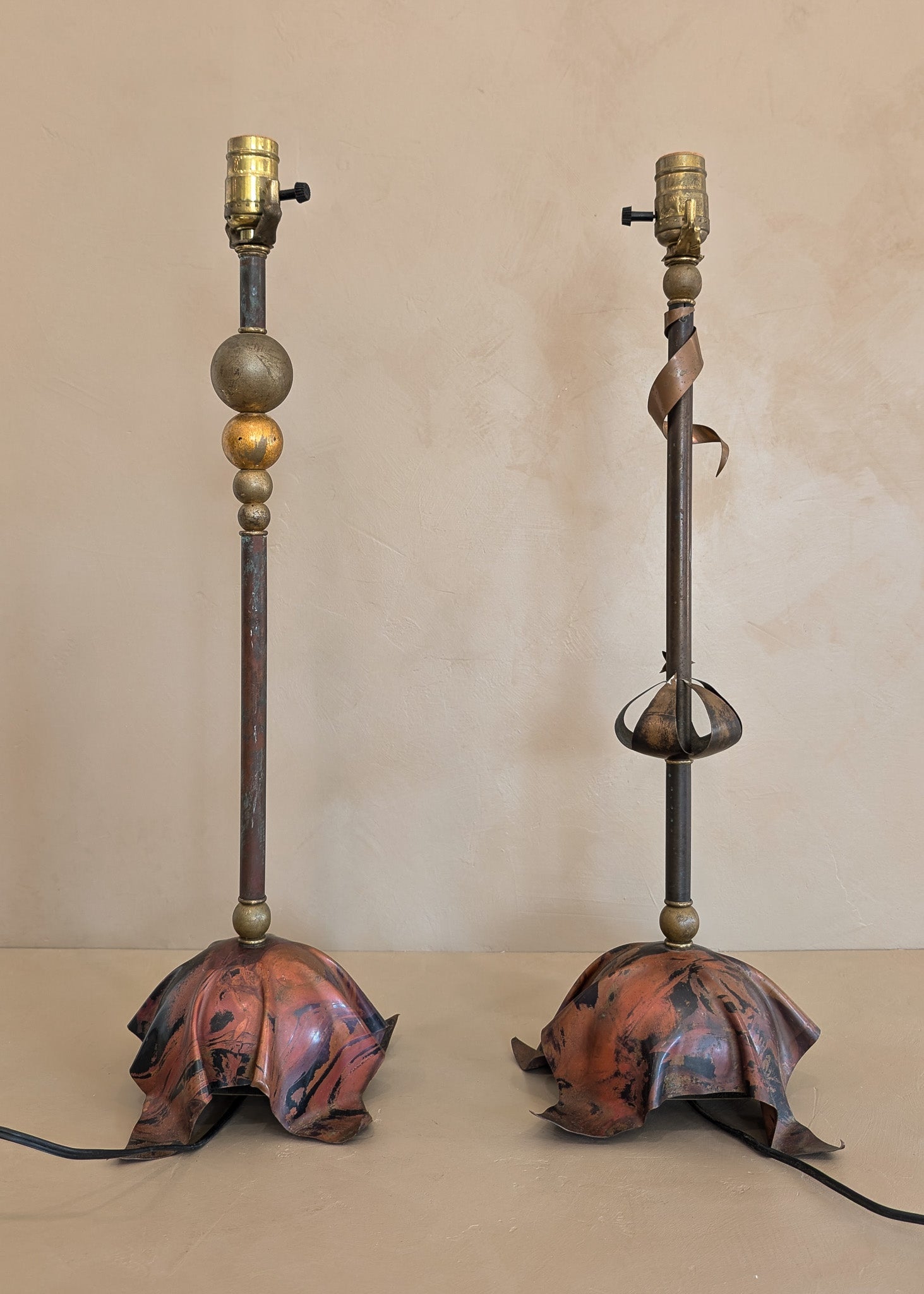 Signed Pair of Vintage Artisan-Made Galactic Lamps by D. Little