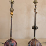 Signed Pair of Vintage Artisan-Made Galactic Lamps by D. Little