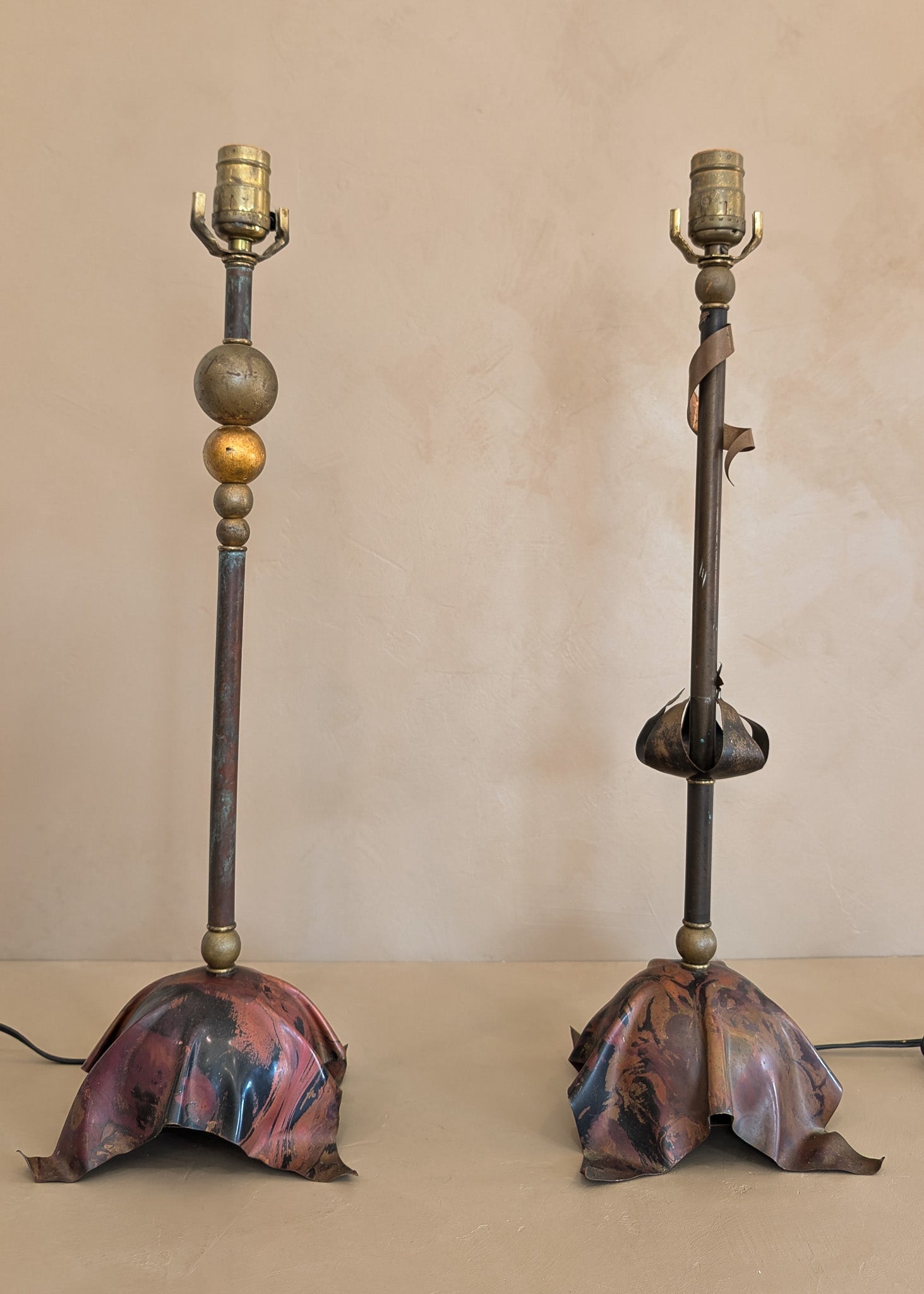 Signed Pair of Vintage Artisan-Made Galactic Lamps by D. Little