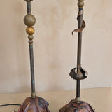 Signed Pair of Vintage Artisan-Made Galactic Lamps by D. Little