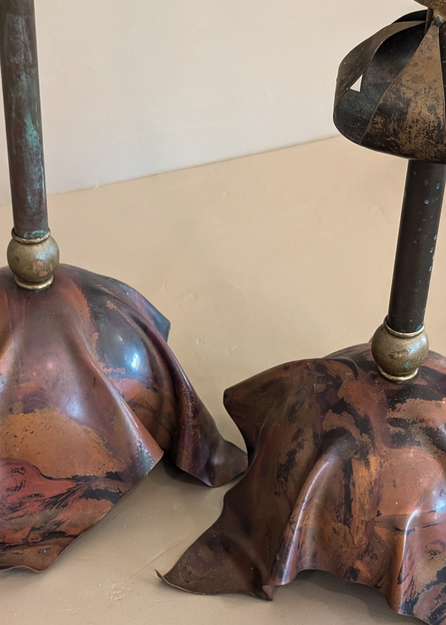 Signed Pair of Vintage Artisan-Made Galactic Lamps by D. Little