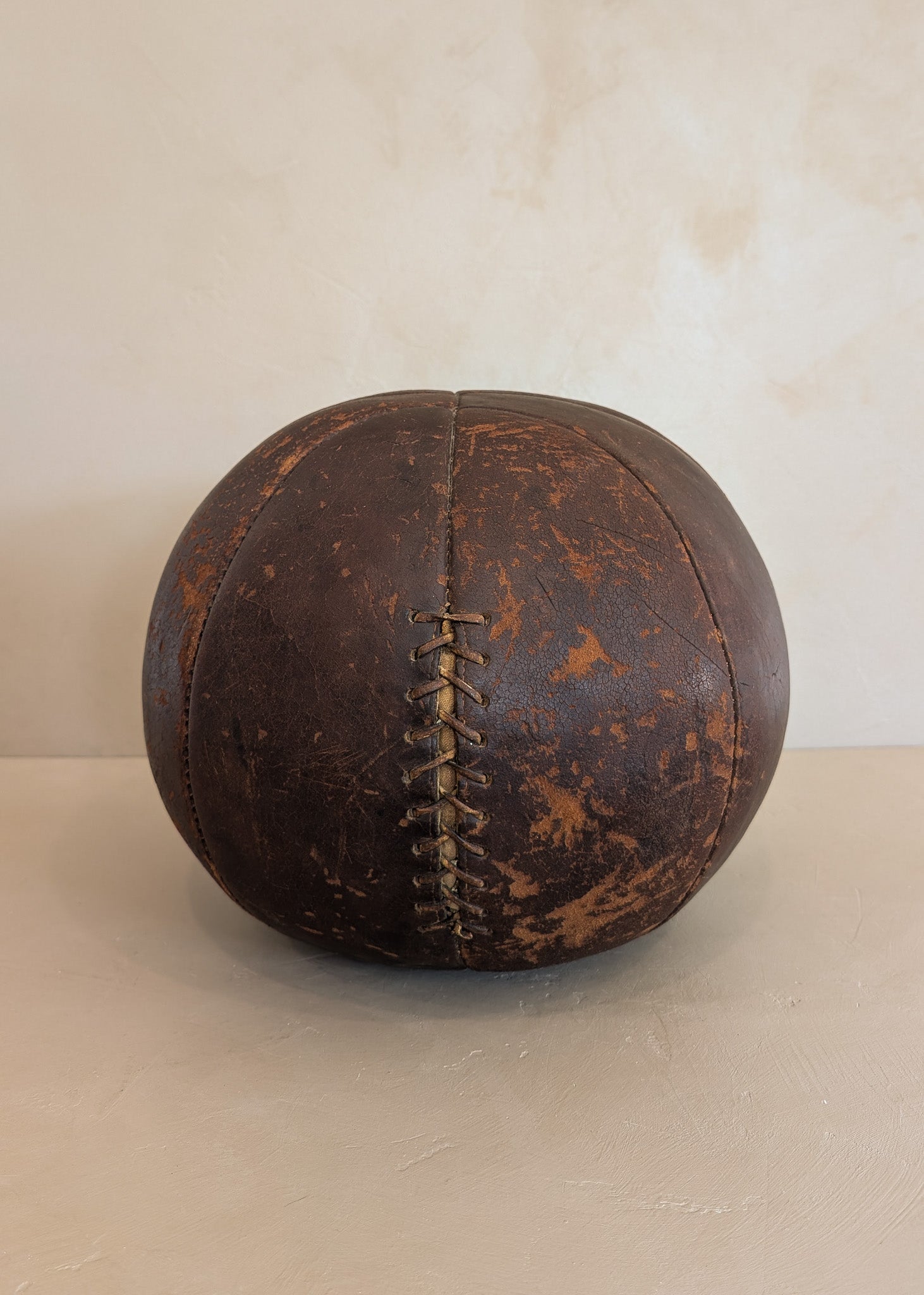 Large Vintage Leather Medicine Ball