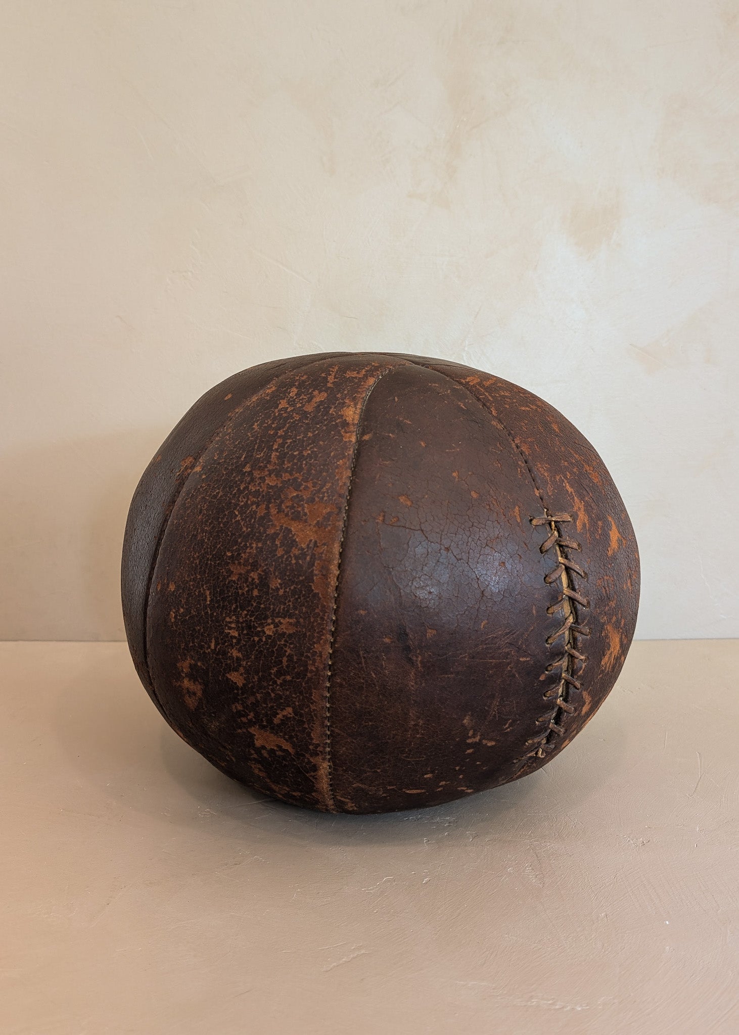 Large Vintage Leather Medicine Ball