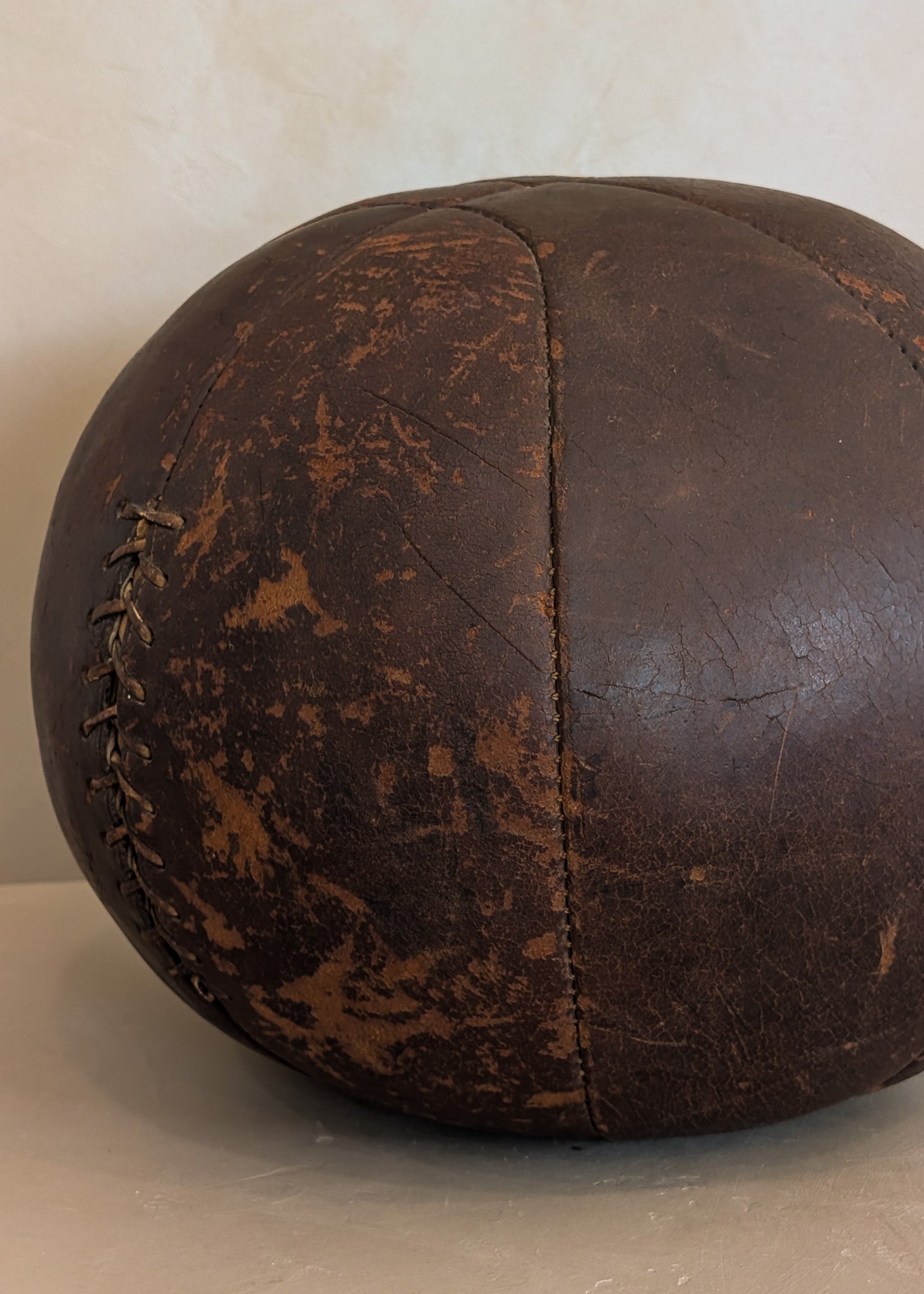 Large Vintage Leather Medicine Ball