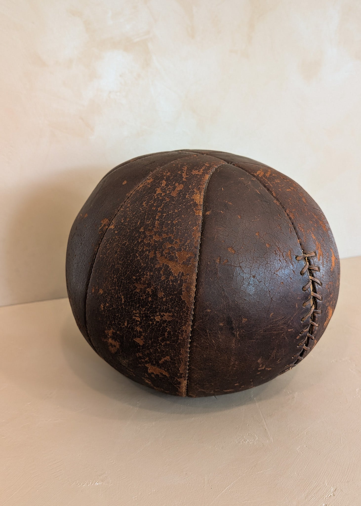 Large Vintage Leather Medicine Ball