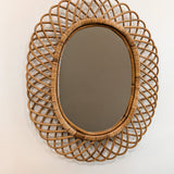 Vintage Franco Albini-style Rattan Oval Mirror