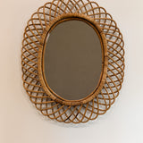 Vintage Franco Albini-style Rattan Oval Mirror