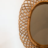 Vintage Franco Albini-style Rattan Oval Mirror