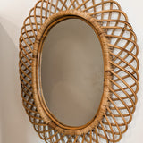 Vintage Franco Albini-style Rattan Oval Mirror