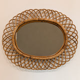 Vintage Franco Albini-style Rattan Oval Mirror