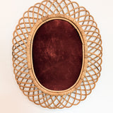 Vintage Franco Albini-style Rattan Oval Mirror